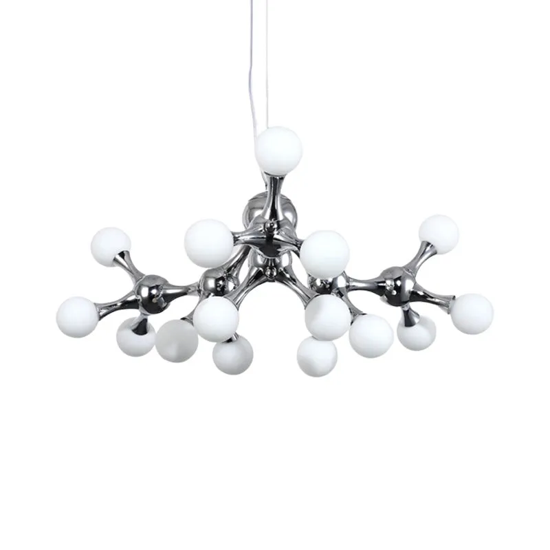 Moderne Starburst metalen kroonluchterverlichting met witte glazen moleculaire kap Multi Lights kroonluchter plafondlamp c...