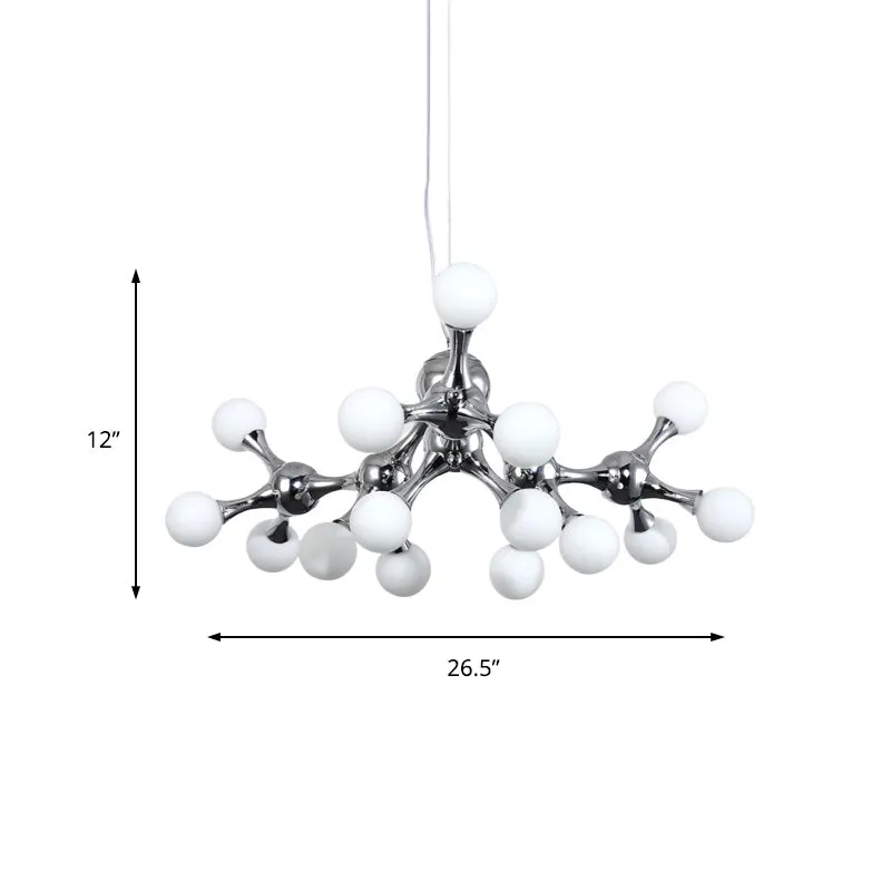 Moderne Starburst metalen kroonluchterverlichting met witte glazen moleculaire kap Multi Lights kroonluchter plafondlamp c...