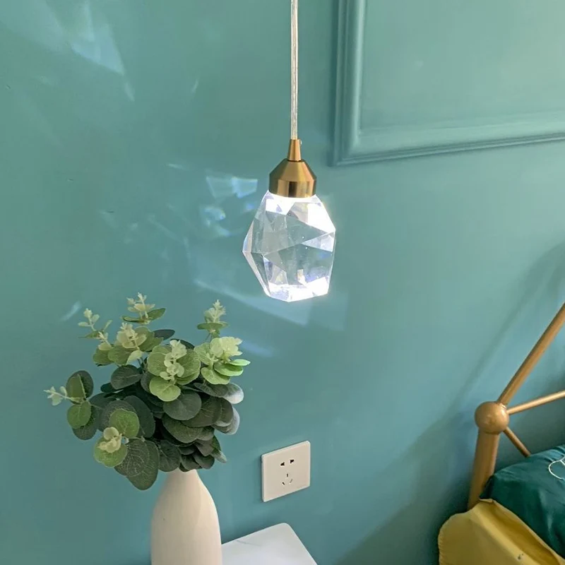 Moderne stenen hangende plafondlamp Kristallen LED-slaapkamer ophangverlichting goud Clearhalo