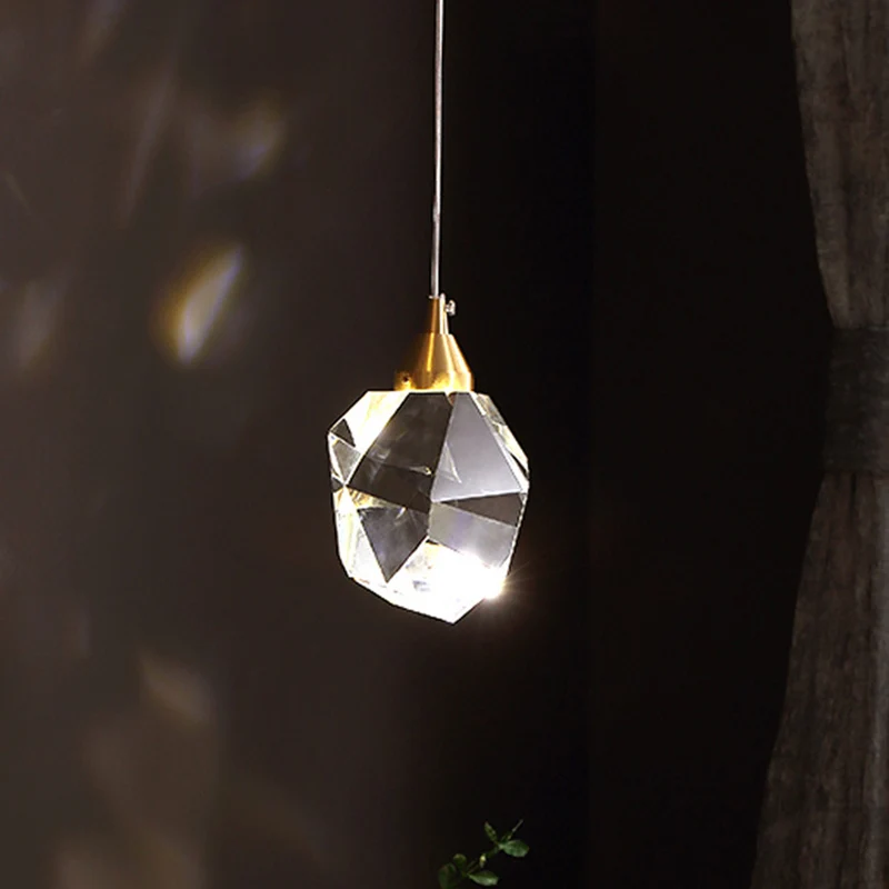 Moderne stenen hangende plafondlamp Kristallen LED-slaapkamer ophangverlichting goud Clearhalo