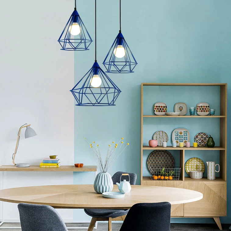 Moderne stijl hanglamp Diamond Cage enkele kop metalen hanglamp voor hotel Clearhalo