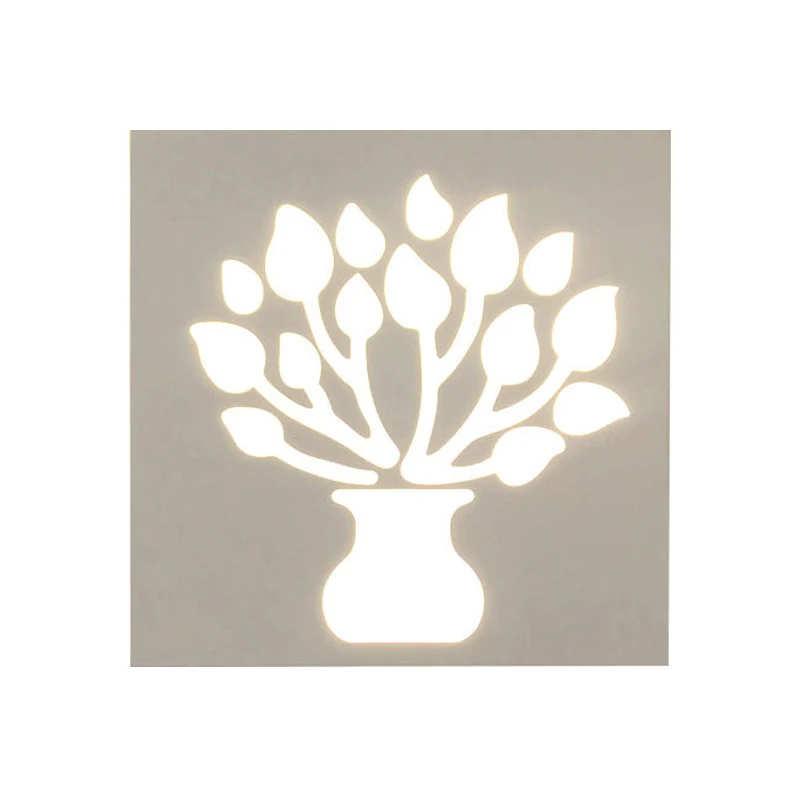 Moderne stijl vierkante wandkandelaar met plantenmetalen wandlamp wit voor badkamer Clearhalo