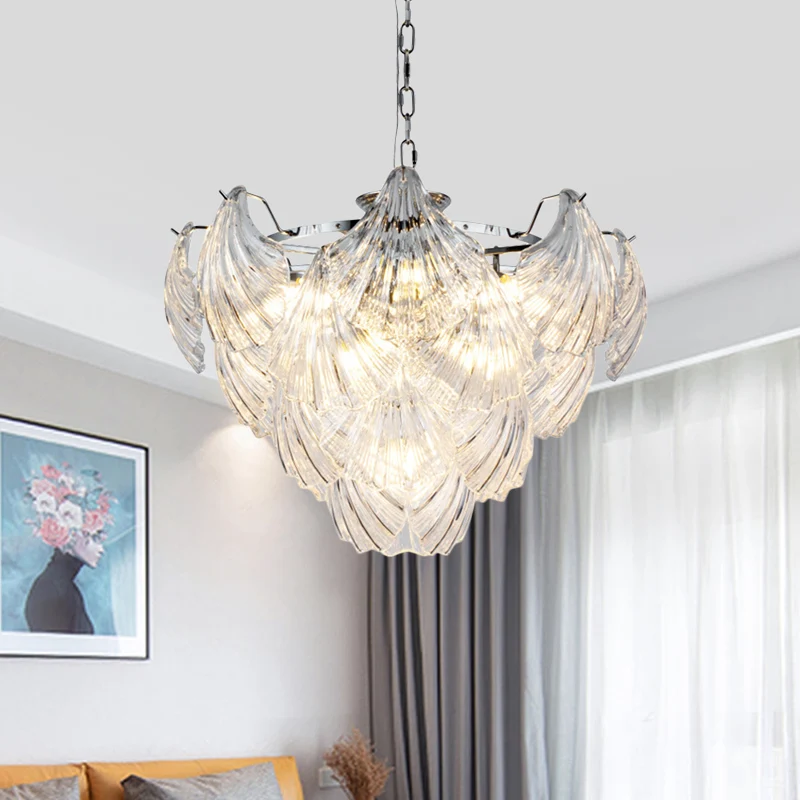 Moderne, stijlvolle kroonluchter met taps toelopende bloemblaadjes, 10 lampen, hangende hanglamp van helder kristal chroom...