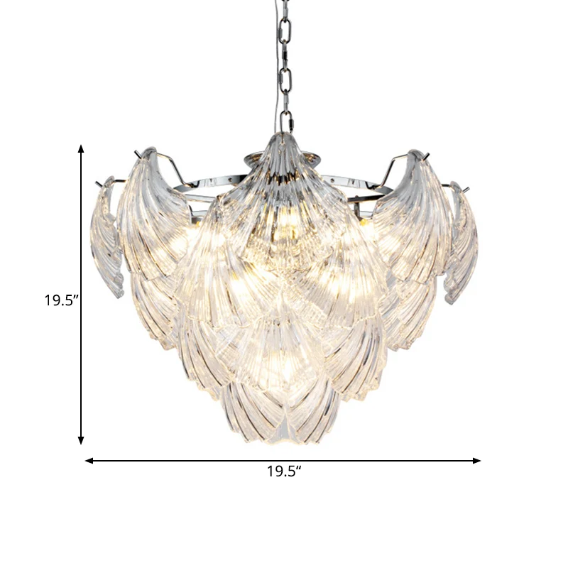 Moderne, stijlvolle kroonluchter met taps toelopende bloemblaadjes, 10 lampen, hangende hanglamp van helder kristal chroom...