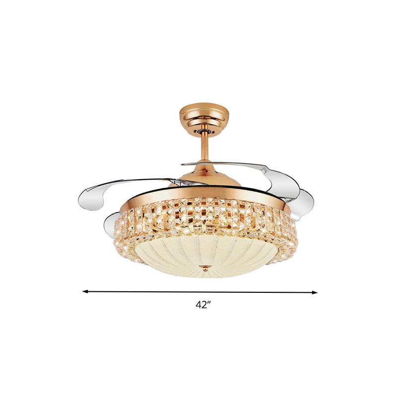 Moderne stijlvolle plafondventilator lichtstrip kristal LED woonkamer hanglamp goud met frequentieomvormer/afstandsbedieni...