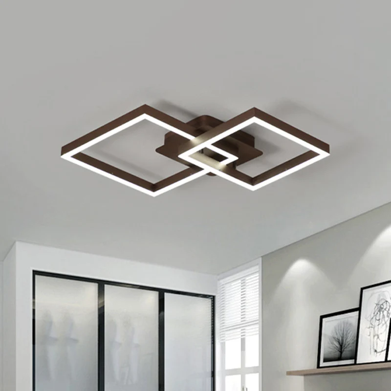 Moderne symmetrische ruitbruine inbouwlamp van acryl LED-slaapkamerplafond inbouw warm/wit licht Clearhalo