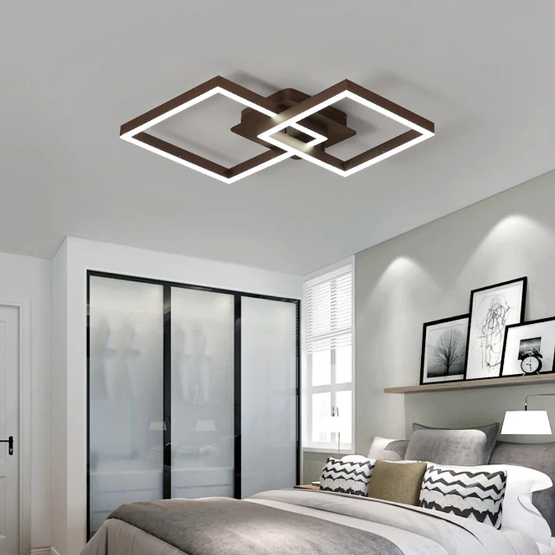 Moderne symmetrische ruitbruine inbouwlamp van acryl LED-slaapkamerplafond inbouw warm/wit licht Clearhalo