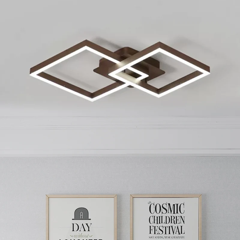Moderne symmetrische ruitbruine inbouwlamp van acryl LED-slaapkamerplafond inbouw warm/wit licht Clearhalo