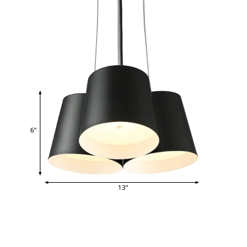 Moderne trommelhangende kroonluchter van metaal, 3/7-lichts slaapkamer LED-hangende plafondlamp zwart Clearhalo