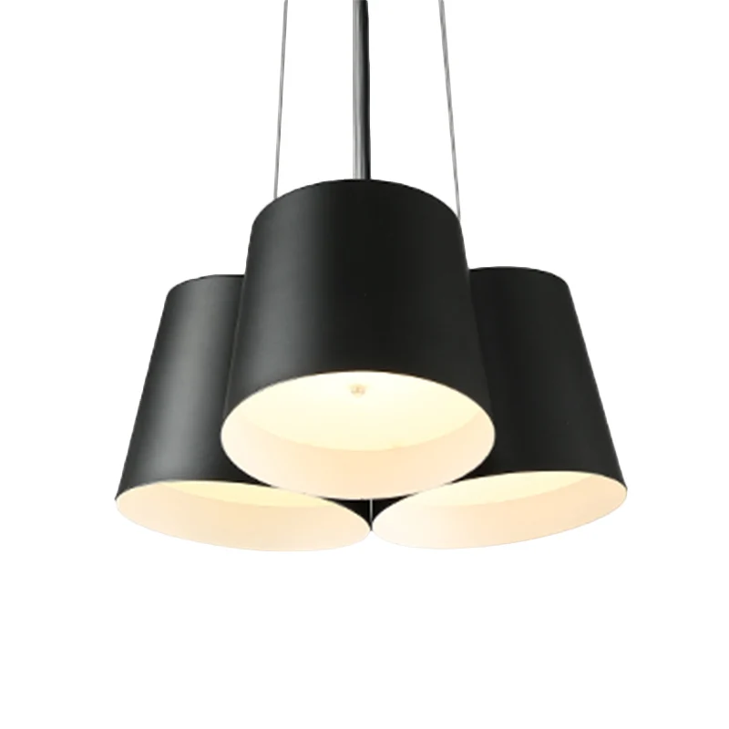 Moderne trommelhangende kroonluchter van metaal, 3/7-lichts slaapkamer LED-hangende plafondlamp zwart Clearhalo