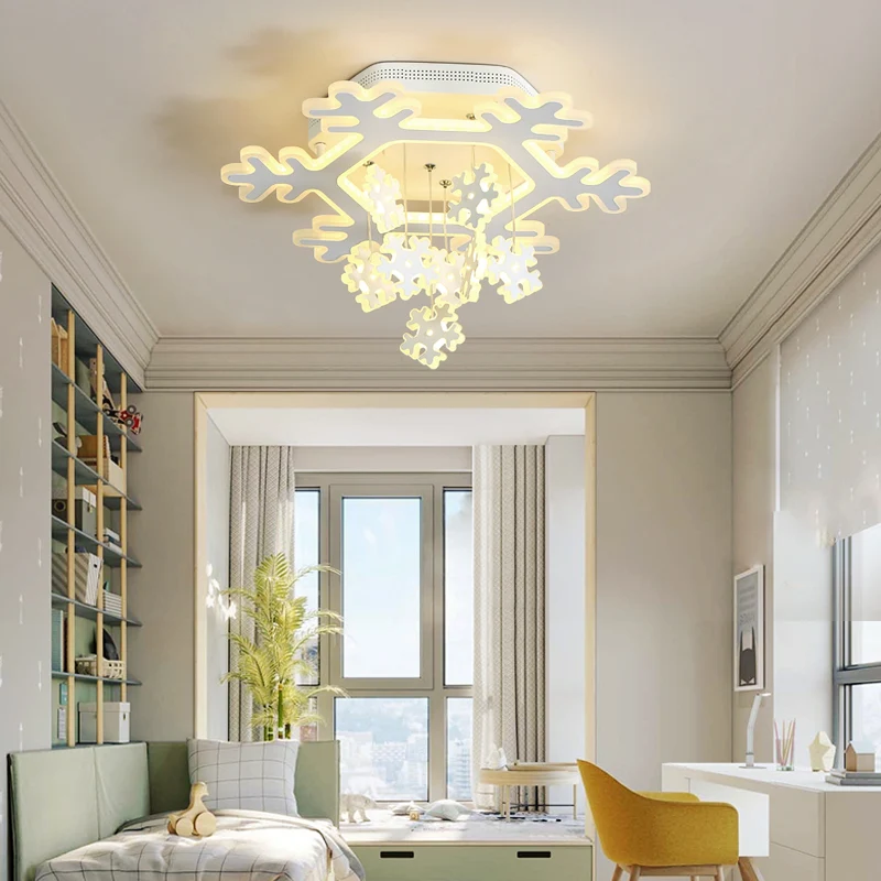 Moderne witte LED-inbouwlamp Sneeuwvlok acrylplafondlamp wit voor de kleuterschool Clearhalo