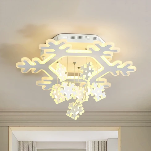 Moderne witte LED-inbouwlamp Sneeuwvlok acrylplafondlamp wit voor de kleuterschool Clearhalo