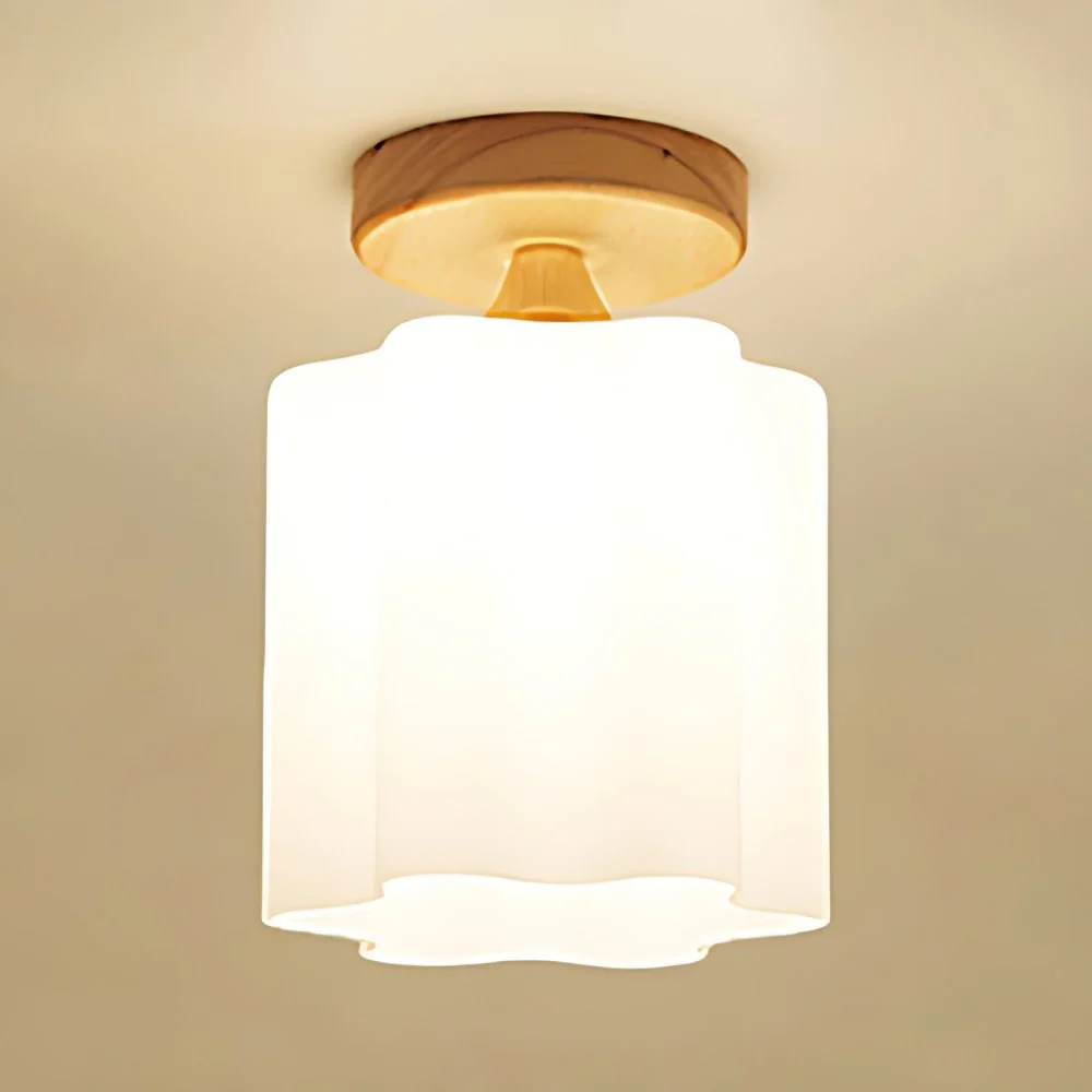 Moderne witte plafondlamp met één kop, opaalglazen plafondlamp voor badkamer Clearhalo