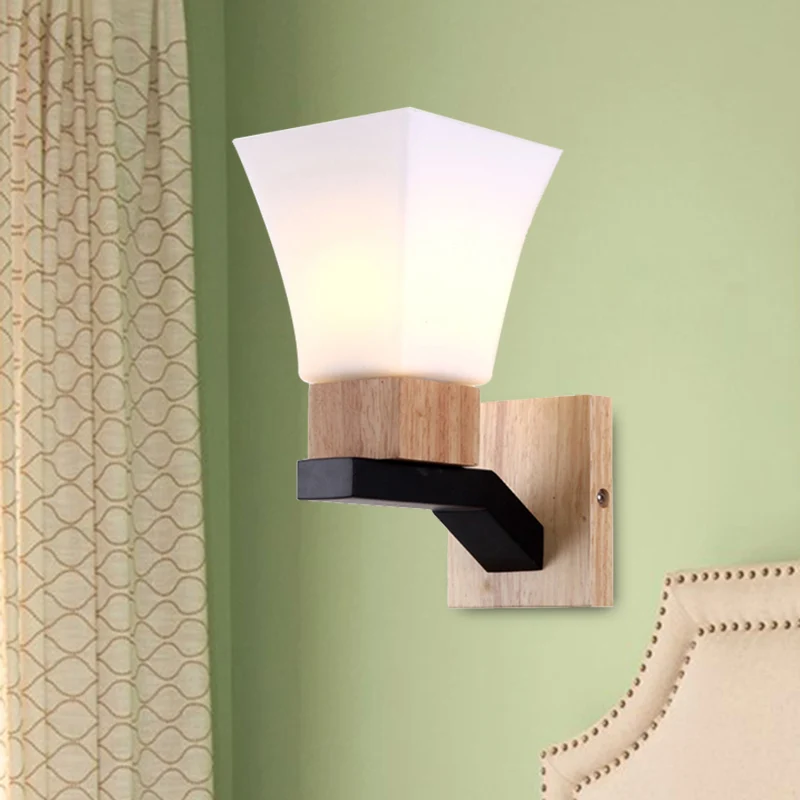 Moderne witte wandkandelaar omgekeerde bel één kop matglazen wandlamp voor slaapkamer eetkamer Clearhalo
