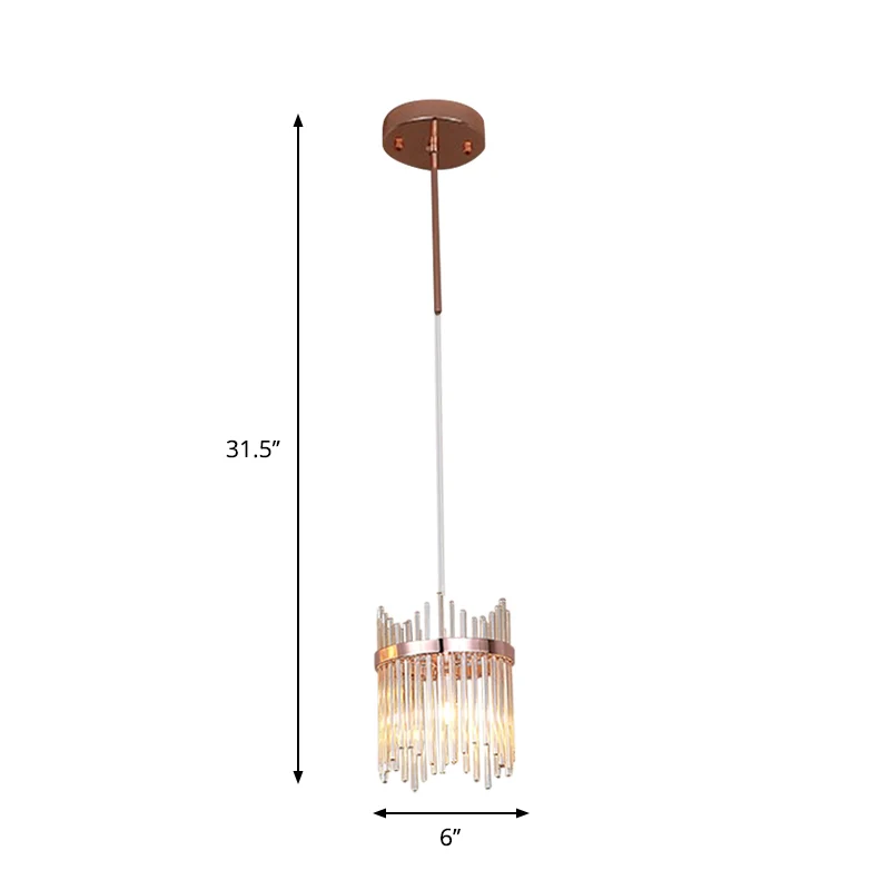 Modernisme Ring hanglamp 1 lamp Kristallen staaf hangende hanglamp rosé goud Clearhalo