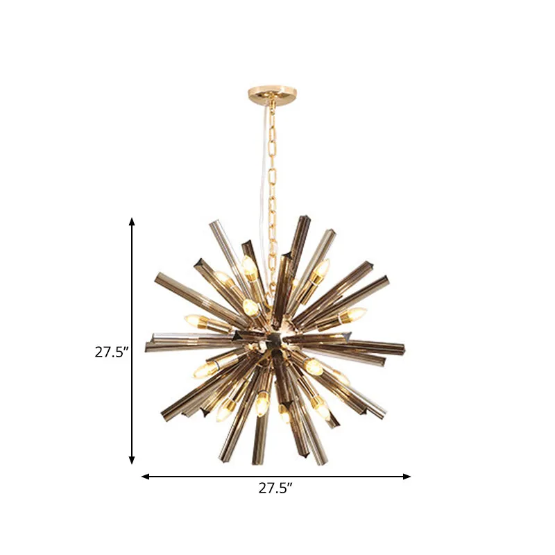 Modernisme Starburst kroonluchter hanglamp kristal 9/16 lichten hangende plafondlamp grijs Clearhalo