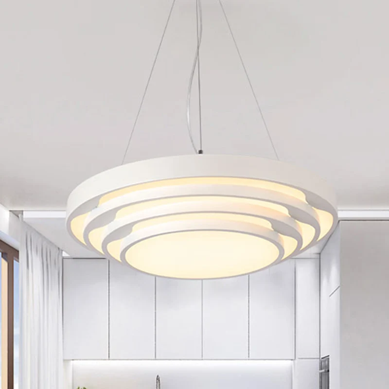 Modernisme taps toelopende ronde hangplafondlamp Metaal LED Eetkamer Hanglampset zwart/wit, warm/wit/natuurlijk licht Clea...