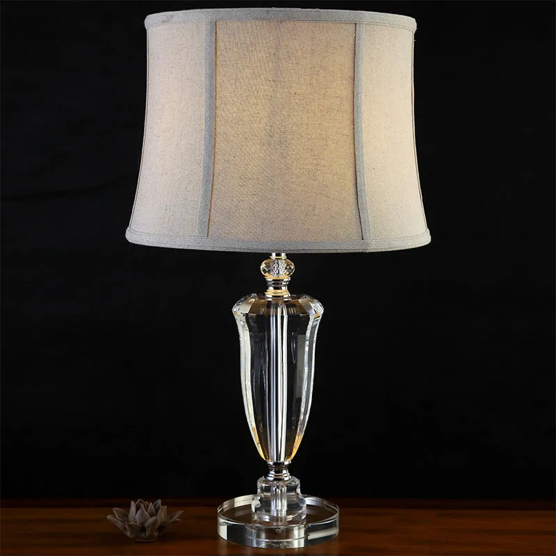 Modernistische 1-koppige bureaulamp met grijze panelen Bell-nachttafellamp met stoffen kap Clearhalo