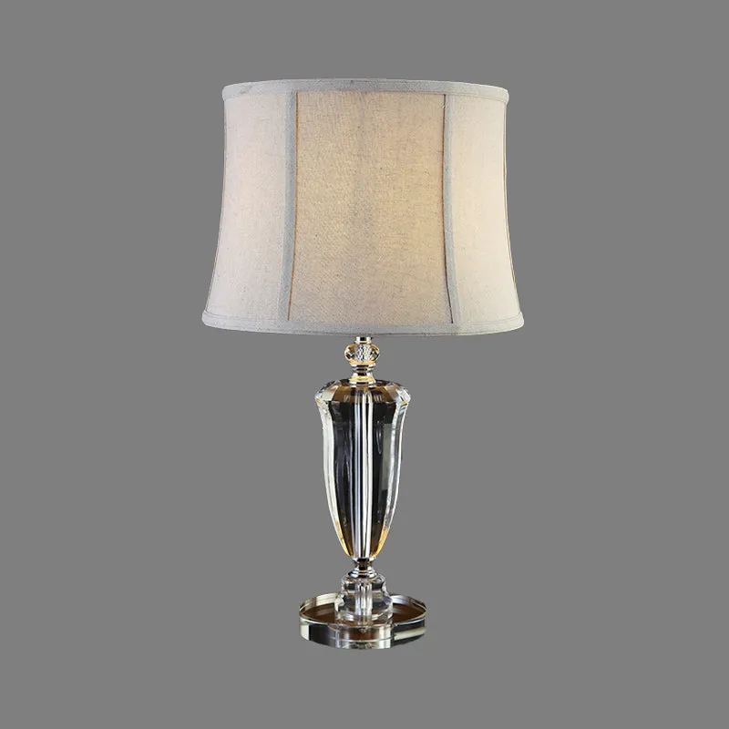 Modernistische 1-koppige bureaulamp met grijze panelen Bell-nachttafellamp met stoffen kap Clearhalo