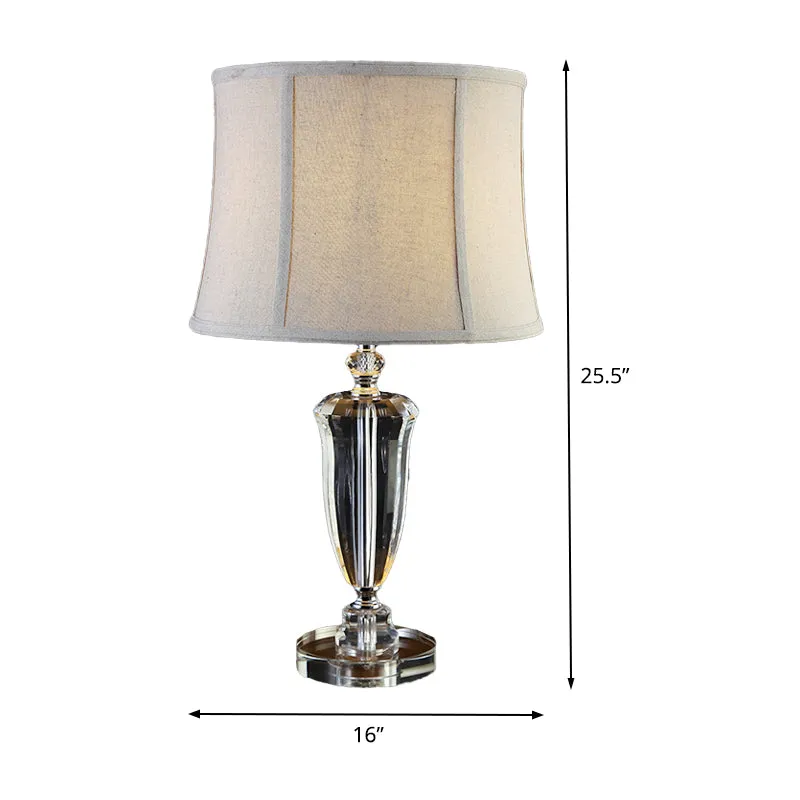Modernistische 1-koppige bureaulamp met grijze panelen Bell-nachttafellamp met stoffen kap Clearhalo