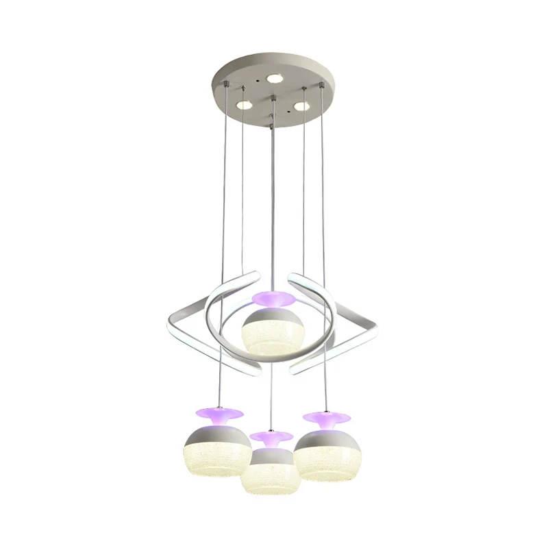 Modernistische bekervormige clusterhanger van acryl 4 koppen Eetkamer LED-hanglamp wit met gedraaide plank Clearhalo