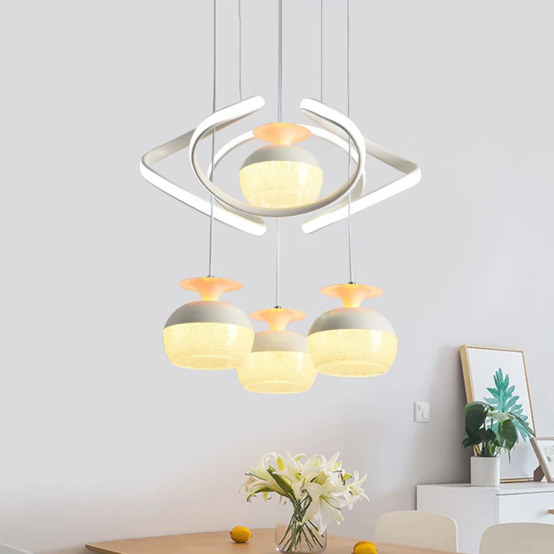 Modernistische bekervormige clusterhanger van acryl 4 koppen Eetkamer LED-hanglamp wit met gedraaide plank Clearhalo