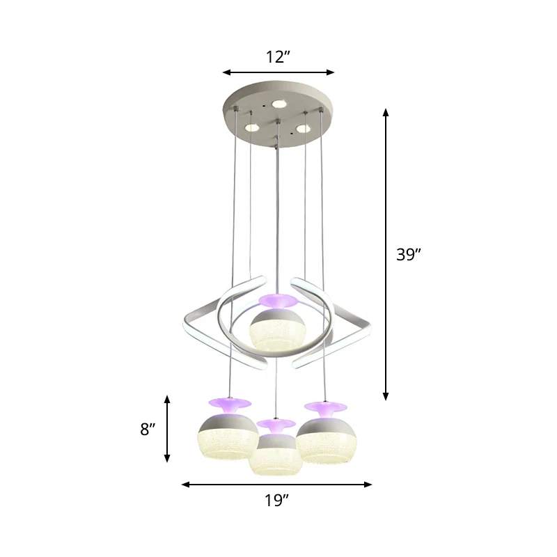 Modernistische bekervormige clusterhanger van acryl 4 koppen Eetkamer LED-hanglamp wit met gedraaide plank Clearhalo
