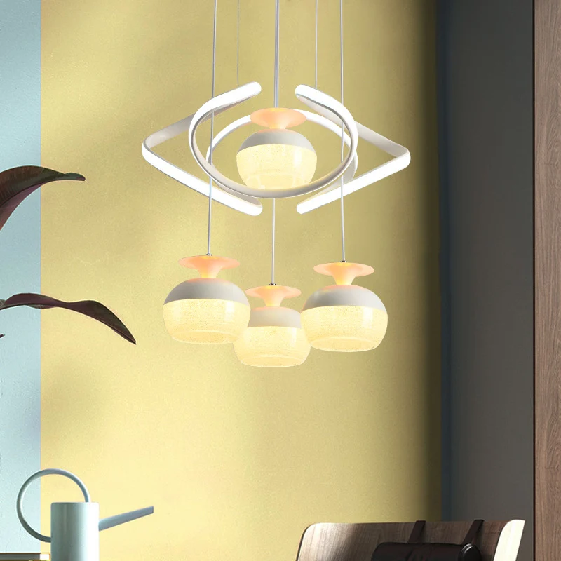 Modernistische bekervormige clusterhanger van acryl 4 koppen Eetkamer LED-hanglamp wit met gedraaide plank Clearhalo