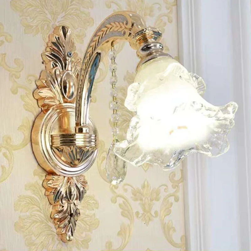 Modernistische bloemenhanglampset Helderglazen woonkamer kristallen kroonluchterlamp goud Clearhalo