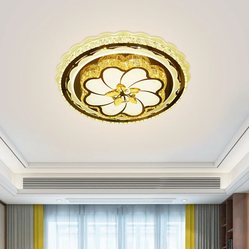 Modernistische Bloom plafondverzonken kristallen LED-slaapkamerinbouwlamp roestvrij staal Clearhalo