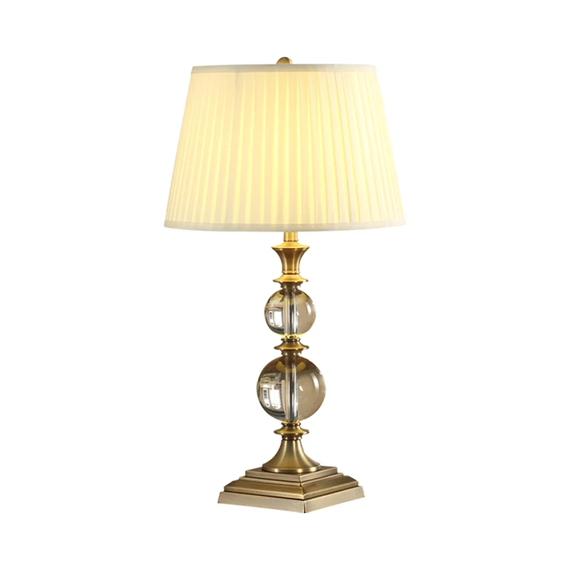 Modernistische bolvormige bureaulamp, handgeslepen kristal, 1-lamps nachttafellamp beige Clearhalo
