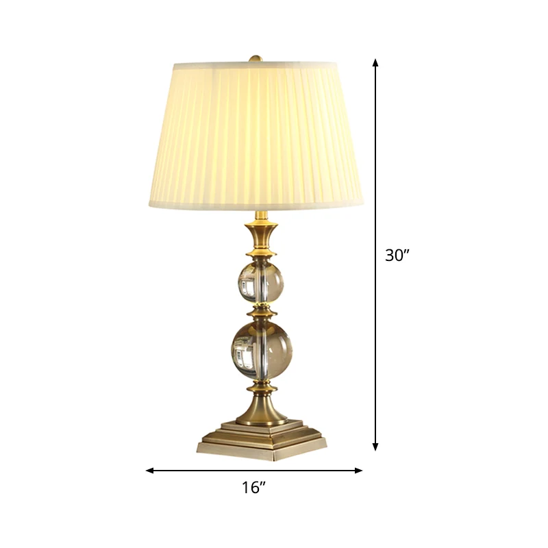Modernistische bolvormige bureaulamp, handgeslepen kristal, 1-lamps nachttafellamp beige Clearhalo