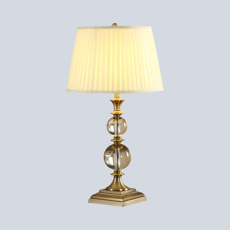 Modernistische bolvormige bureaulamp, handgeslepen kristal, 1-lamps nachttafellamp beige Clearhalo