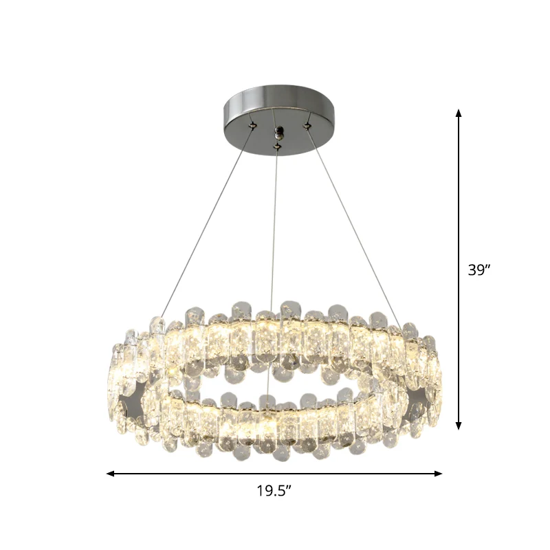 Modernistische cirkelhangende kroonluchter Helder K9-kristallen LED hangende plafondlamp chroom Clearhalo