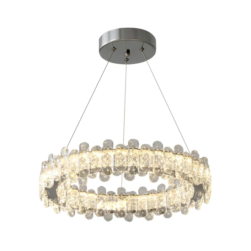 Modernistische cirkelhangende kroonluchter Helder K9-kristallen LED hangende plafondlamp chroom Clearhalo