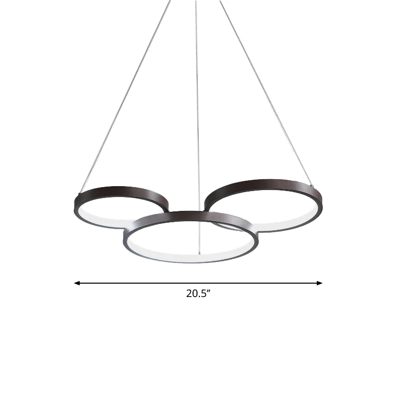 Modernistische LED kroonluchter hanger bruin 3/4/5 lagen Halo Ring hanglamp met acryl kap Clearhalo