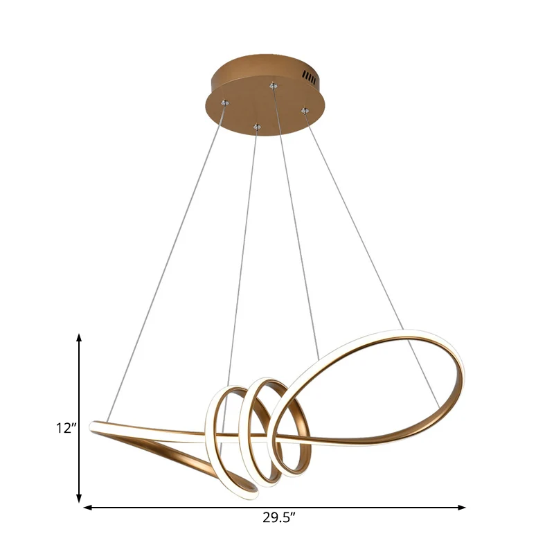 Modernistische led-hangende kroonluchter met acrylkap, gouden spiraalvormige hanglampenset wit/warm/natuurlijk licht Clear...