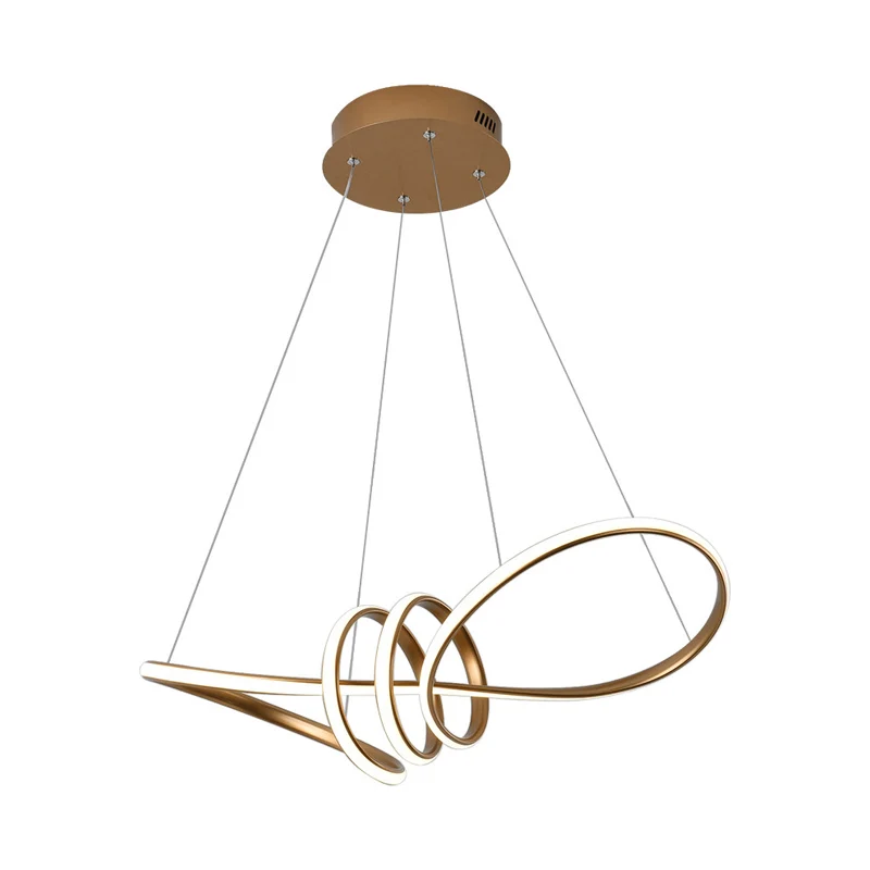 Modernistische led-hangende kroonluchter met acrylkap, gouden spiraalvormige hanglampenset wit/warm/natuurlijk licht Clear...