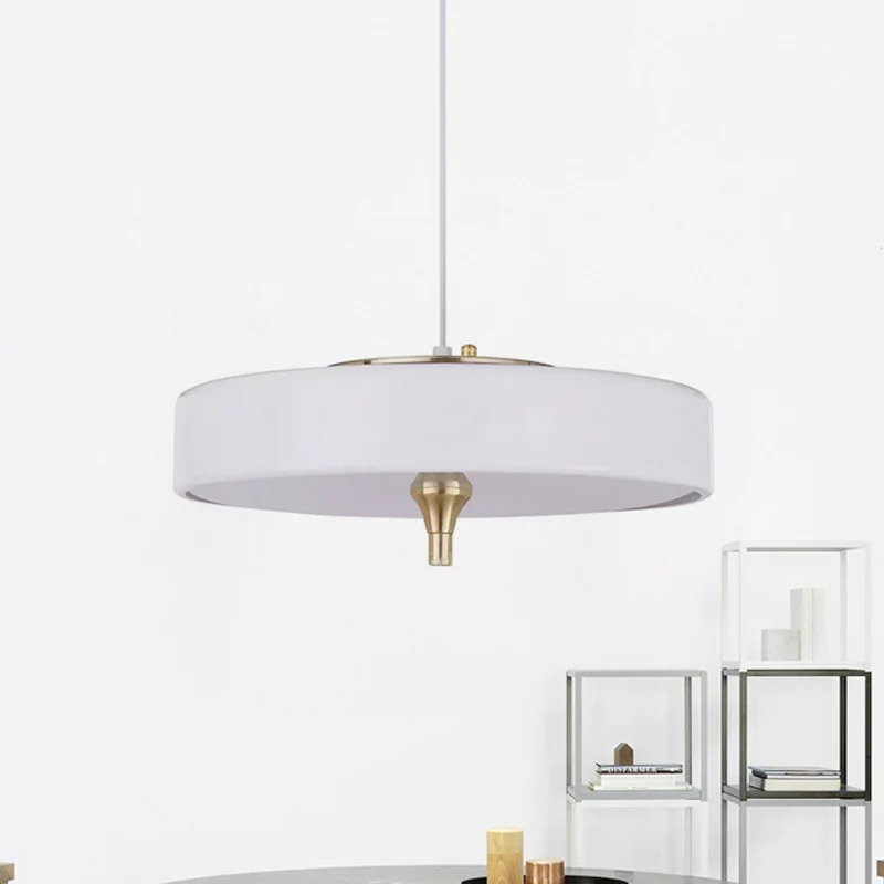 Modernistische LED-hanglamp met metalen kap Zwart/wit ronde hanglamp voor eetkamer Clearhalo
