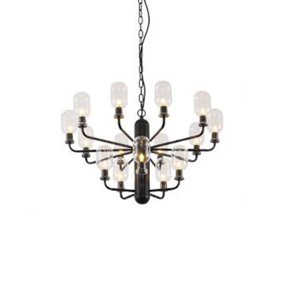 Modernistische ovale kroonluchter lichtarmatuur glas 15-lichts woonkamer hanglamp zwart/goud/witte afwerking Clearhalo