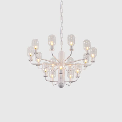 Modernistische ovale kroonluchter lichtarmatuur glas 15-lichts woonkamer hanglamp zwart/goud/witte afwerking Clearhalo