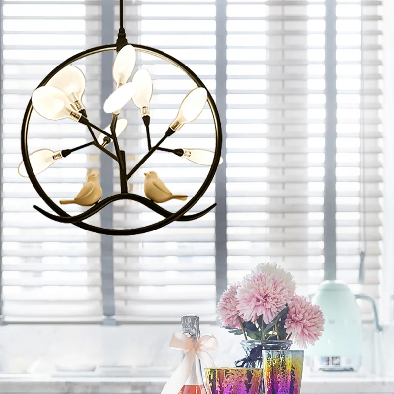 Modernistische ronde hangende kroonluchter, lichtmetalen 9-lichts hanglamp voor binnen met acrylkap zwart/gouden afwerking...