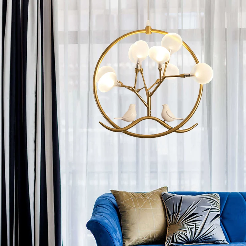 Modernistische ronde hangende kroonluchter, lichtmetalen 9-lichts hanglamp voor binnen met acrylkap zwart/gouden afwerking...