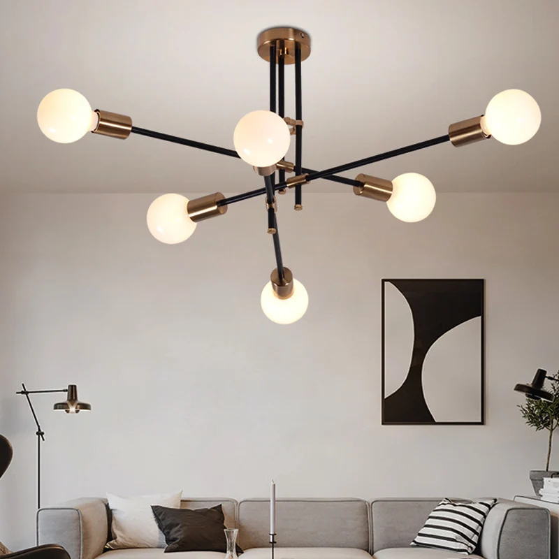 Modernistische Sputnik kroonluchter verlichting opaalglas 6 lampen woonkamer hanglamp Clearhalo