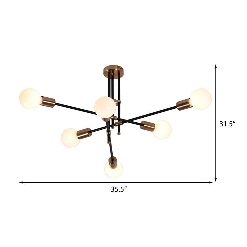 Modernistische Sputnik kroonluchter verlichting opaalglas 6 lampen woonkamer hanglamp Clearhalo