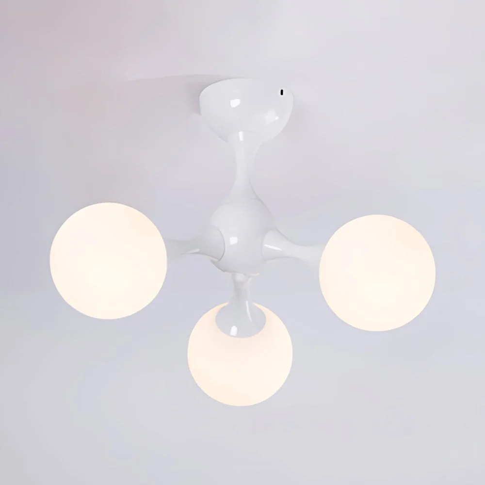 Moleculair semi-inbouwlicht Scandinavische stijl matglas 3-lichts plafondgemonteerd licht chroom/wit voor woonkamer Clearhalo