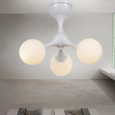 Moleculair semi-inbouwlicht Scandinavische stijl matglas 3-lichts plafondgemonteerd licht chroom/wit voor woonkamer Clearhalo