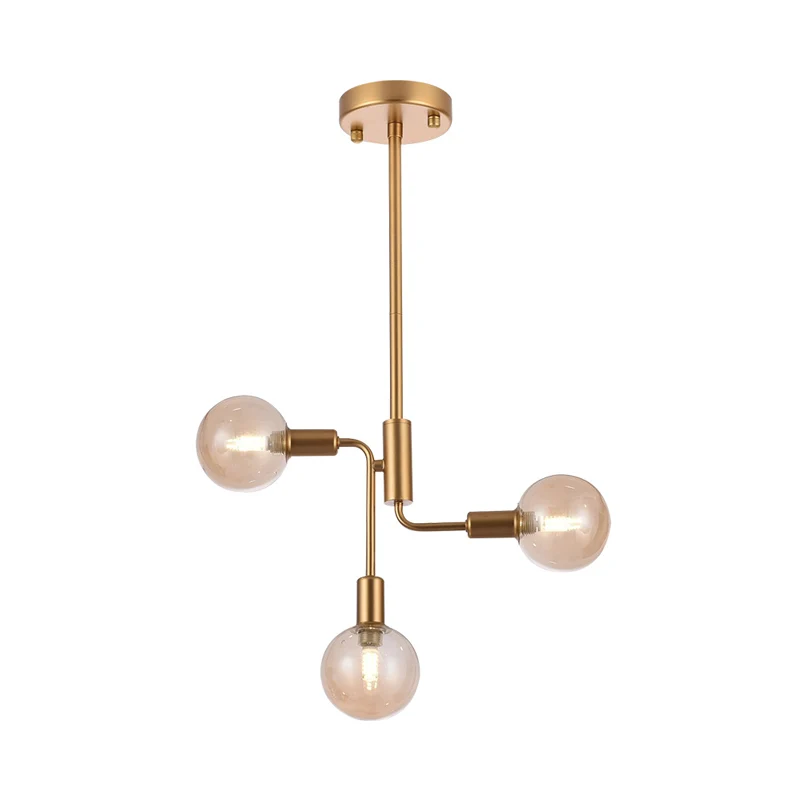 Moleculaire semi-inbouwverlichting Eenvoudig cognacglas 3-lichts Gang Semi-inbouwplafondlamp goud Clearhalo