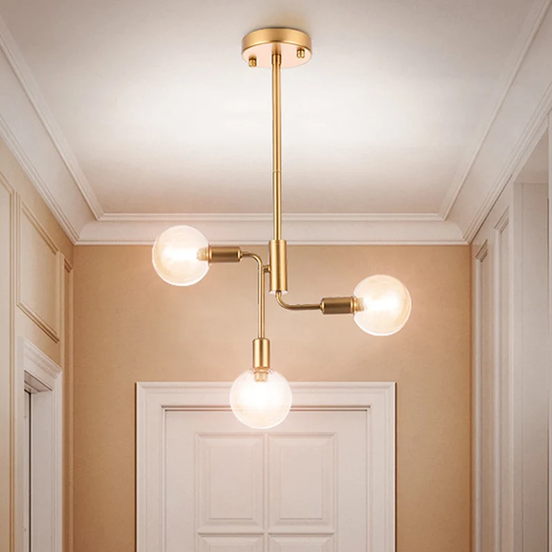 Moleculaire semi-inbouwverlichting Eenvoudig cognacglas 3-lichts Gang Semi-inbouwplafondlamp goud Clearhalo