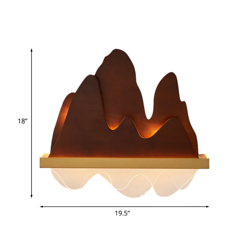Mountains nachtkastje wandlamp houten 6-lamps Aziatische stijl muurschildering verlichting bruin Clearhalo